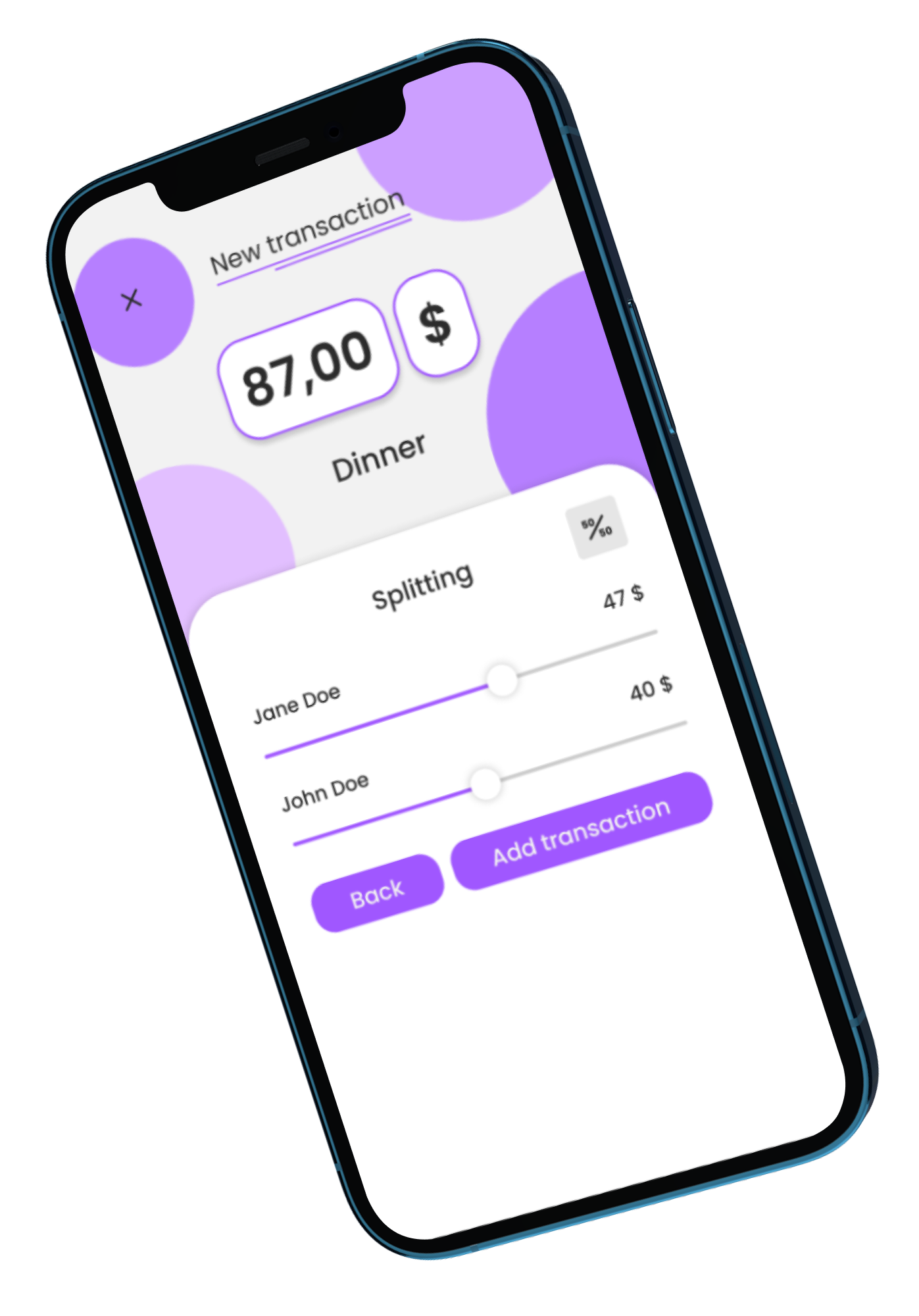 Add transactions interface - center view