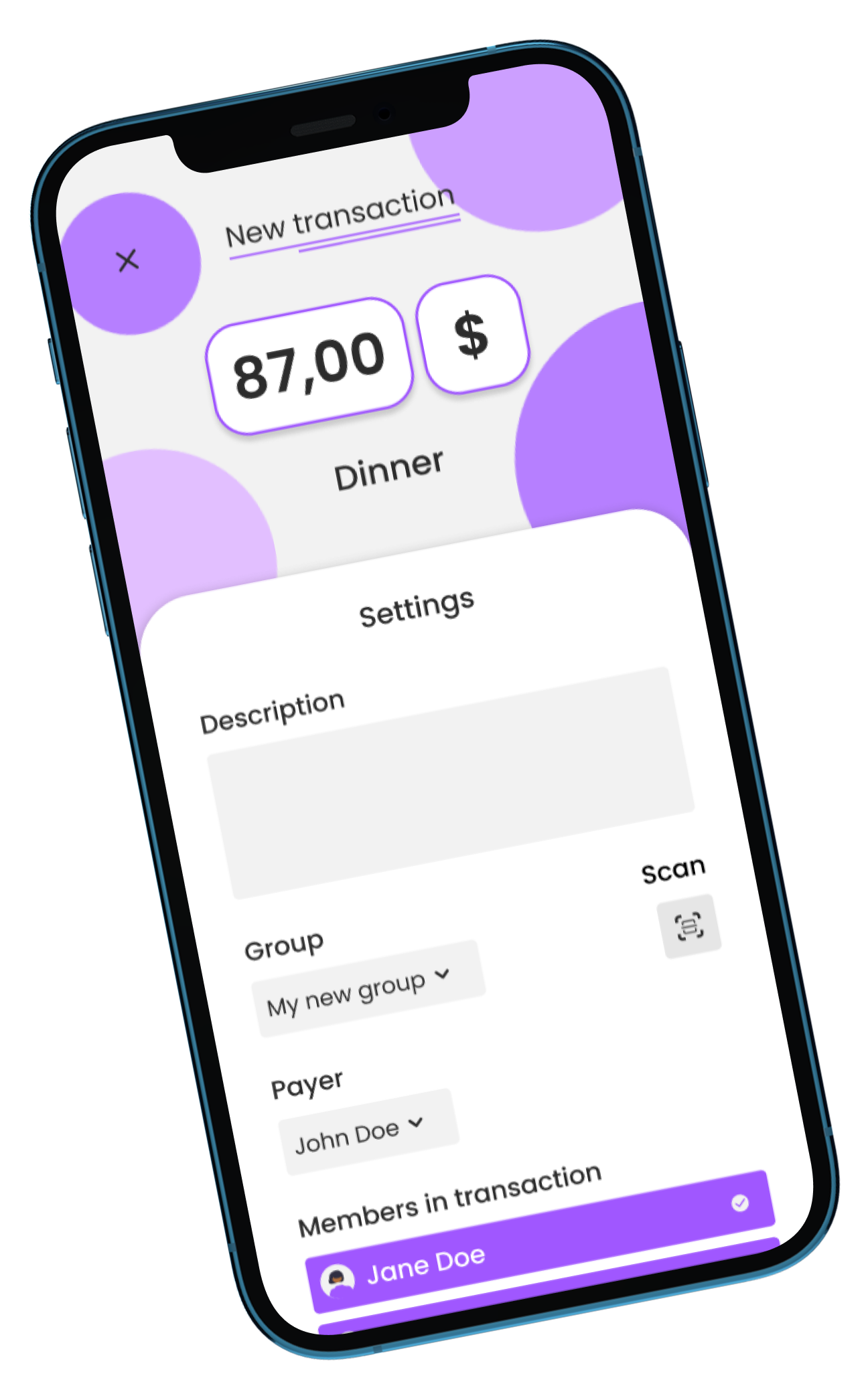 Add transactions interface - right view
