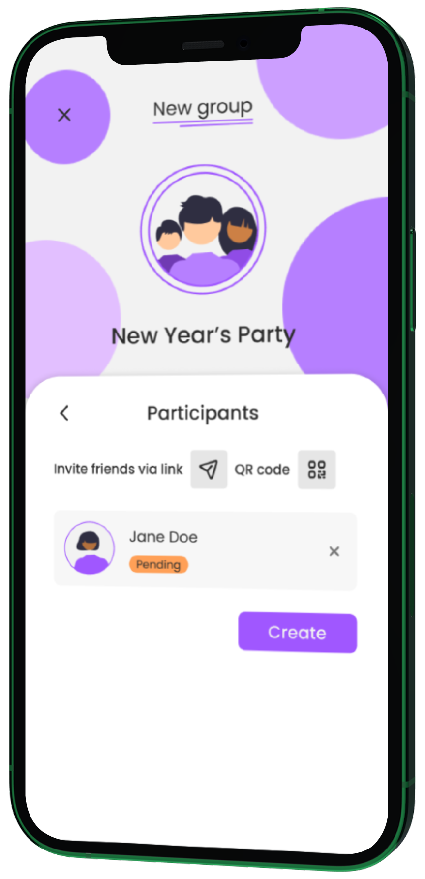 Create group interface - right view