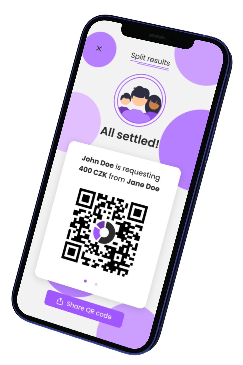 Split bills interface - right view