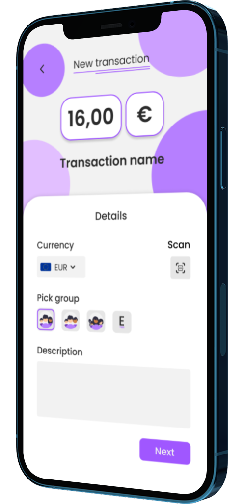 Add transactions interface - left view