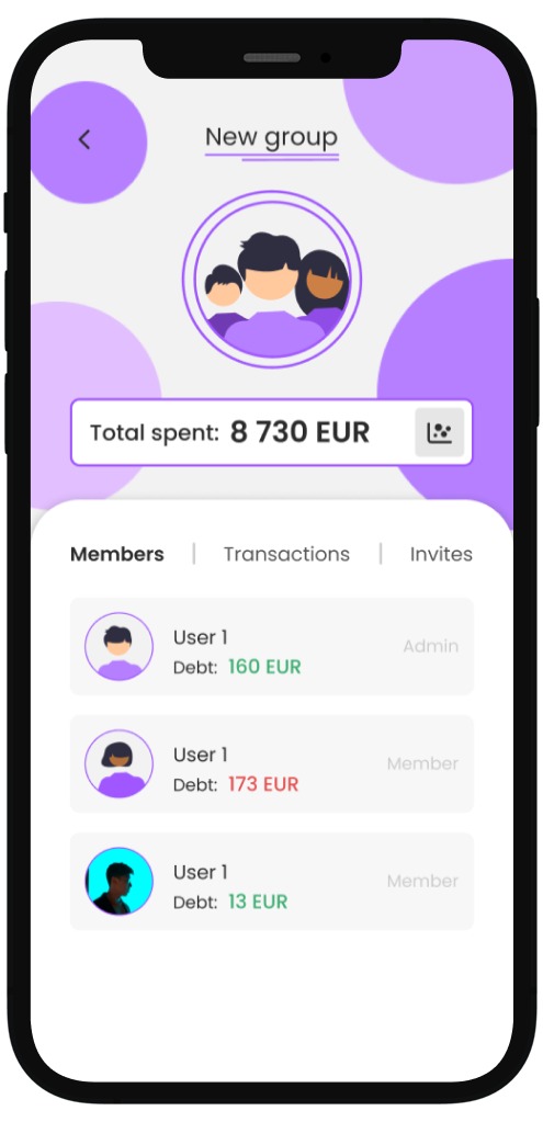 Create group interface - left view
