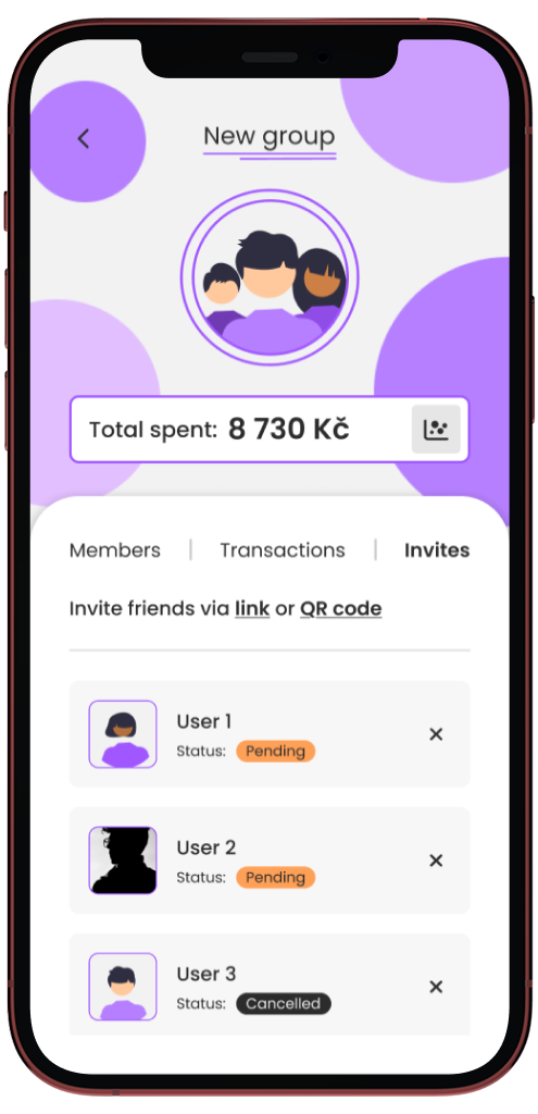 Invite friends interface - right view
