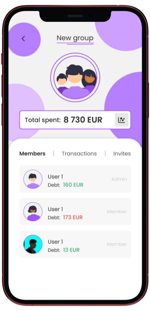 Invite friends interface - left view