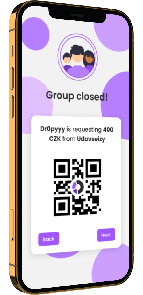 Split bills interface - left view