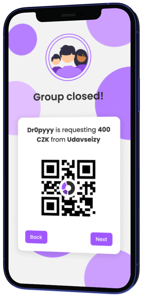 Split bills interface - right view